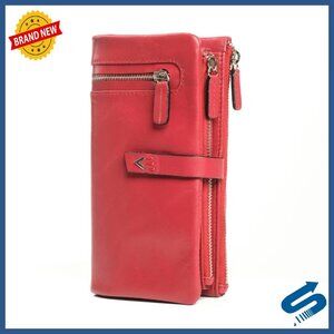 Leather RFID Wallet with Coin Pocket - Compact Women's Purse